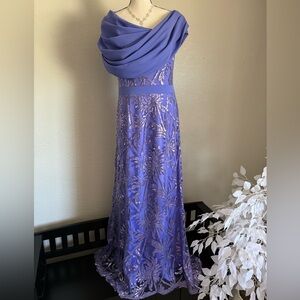 Stunning dress periwinkle color with sequins by TADASHI SHOJI size 10 worn once